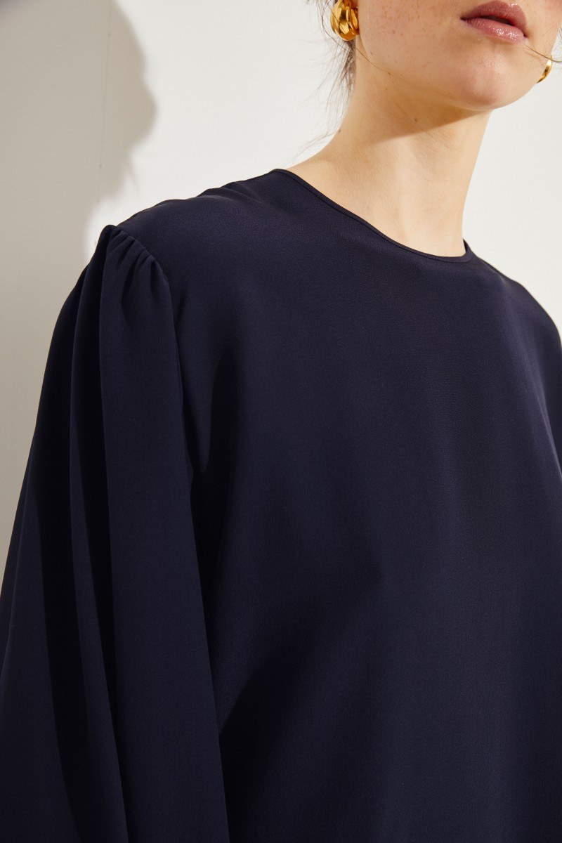 Seiden-Bluse mit Bindedetails Blau