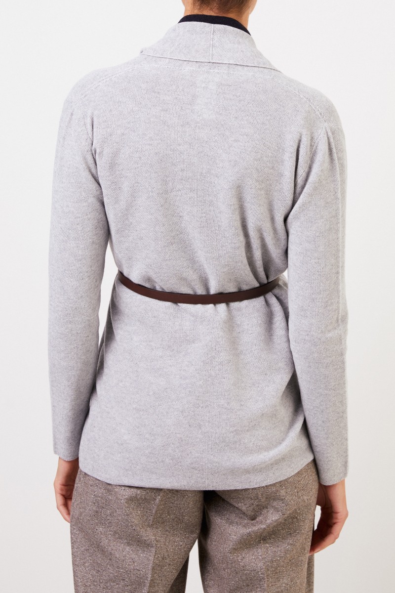 Fabiana Filippi Woll-Seiden-Cardigan mit Gürtel Grau