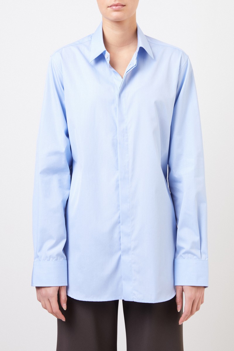 Bottega Veneta Klassische Baumwoll-Bluse Hellblau