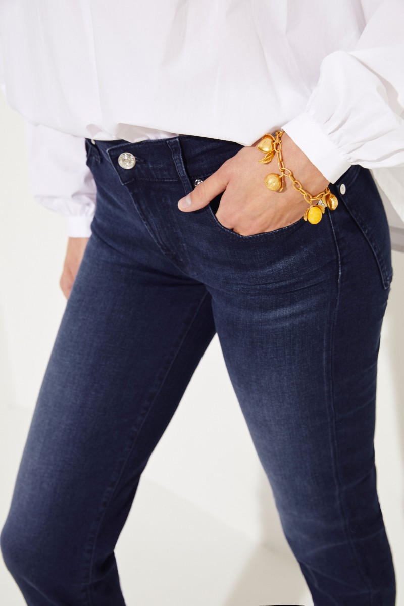 Mid-Rise Skinny Jeans 'Roxanne Crop' Dunkelblau