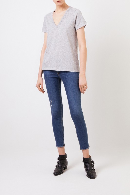 Rag&Bone Baumwoll-Shirt 'The Vee' Grau