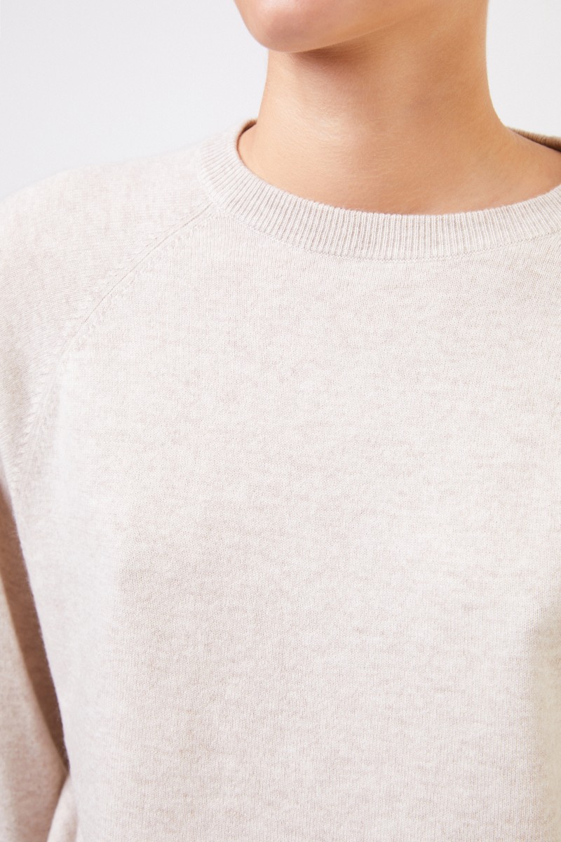 Brunello Cucinelli Cashmere Pullover mit Perlenverzierung Crème