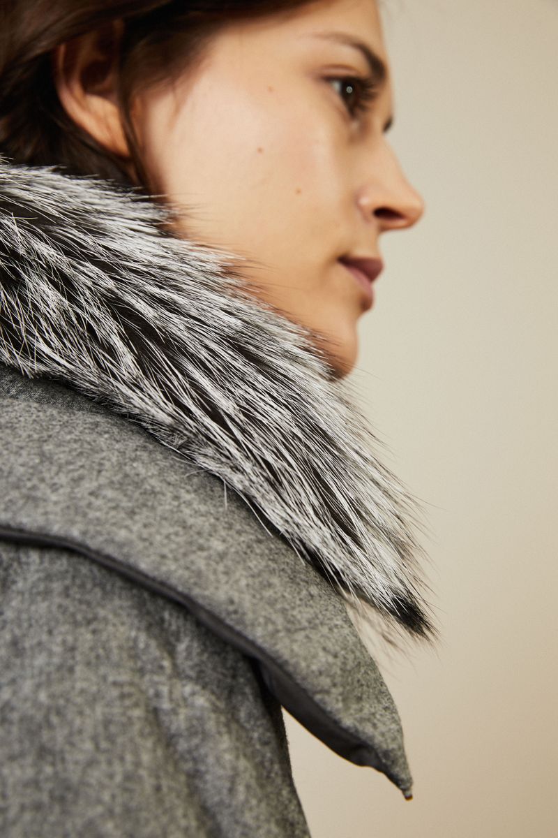 Wendbarer Woll-Cashmere-Parka mit Pelz Grau