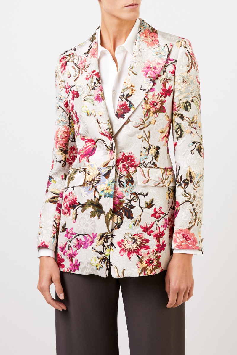 Blazer mit floralem Print Beige/Multi