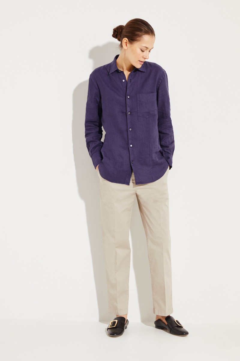 Leinen-Bluse Blau