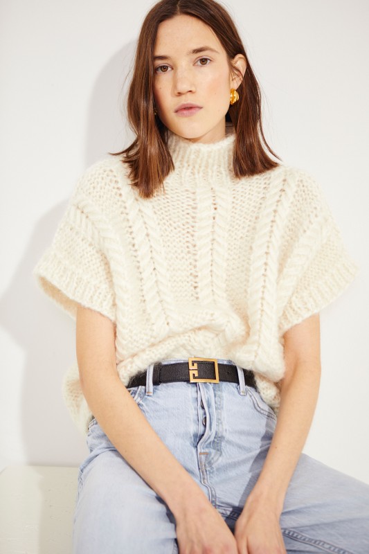 Woll-Mohair-Pullover Créme