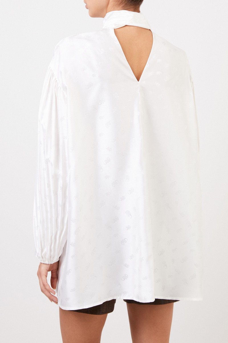 Chloé Seidenbluse mit Schleifenkragen Weiß