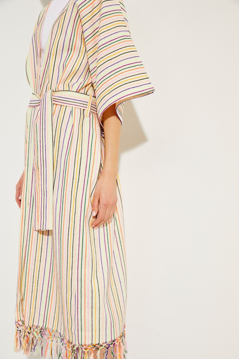 Kaftan mit Streifenmuster Crème/Multi