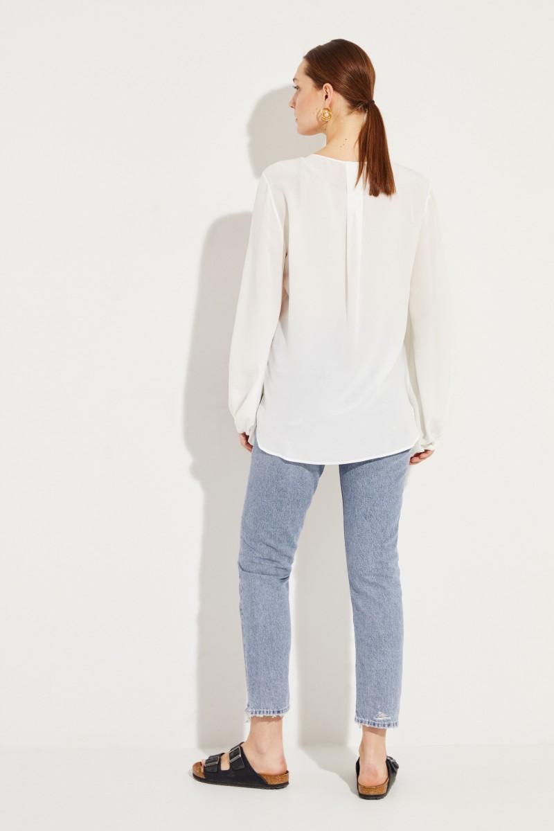 Seidenbluse 'Aerin' Crèmeweiß