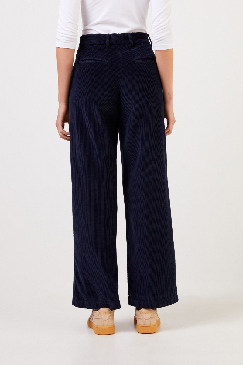 Aspesi Cord-Hose mit weitem Bein Marineblau