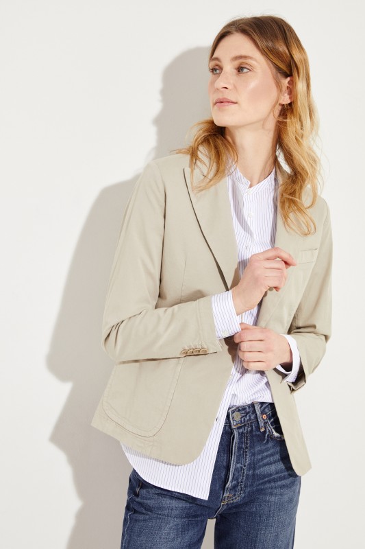 Baumwoll-Leinen-Blazer Beige