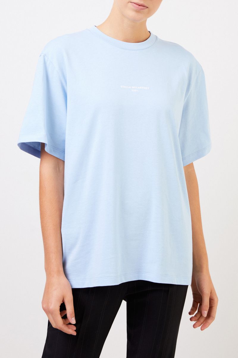 Stella McCartney T-Shirt mit Logo-Aufdruck Hellblau