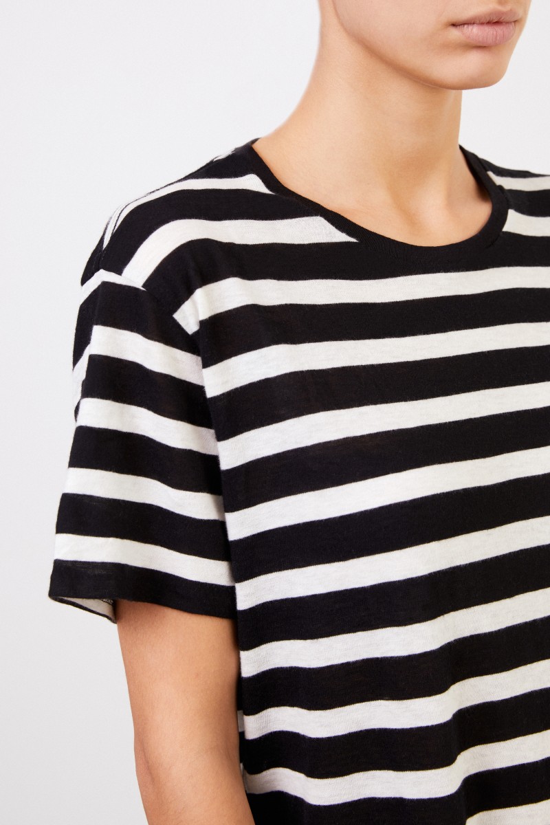 R13 Gestreiftes T-Shirt Schwarz/Weiß