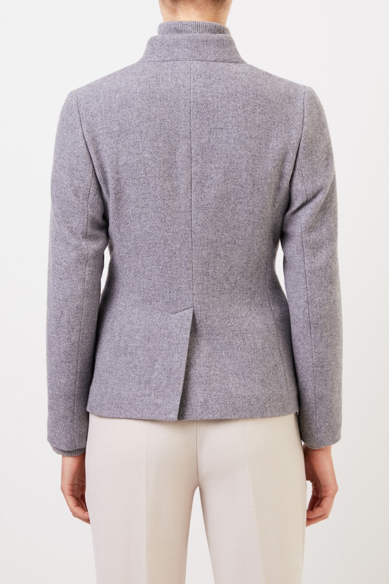 Klassischer Woll-Blazer Grau Melange