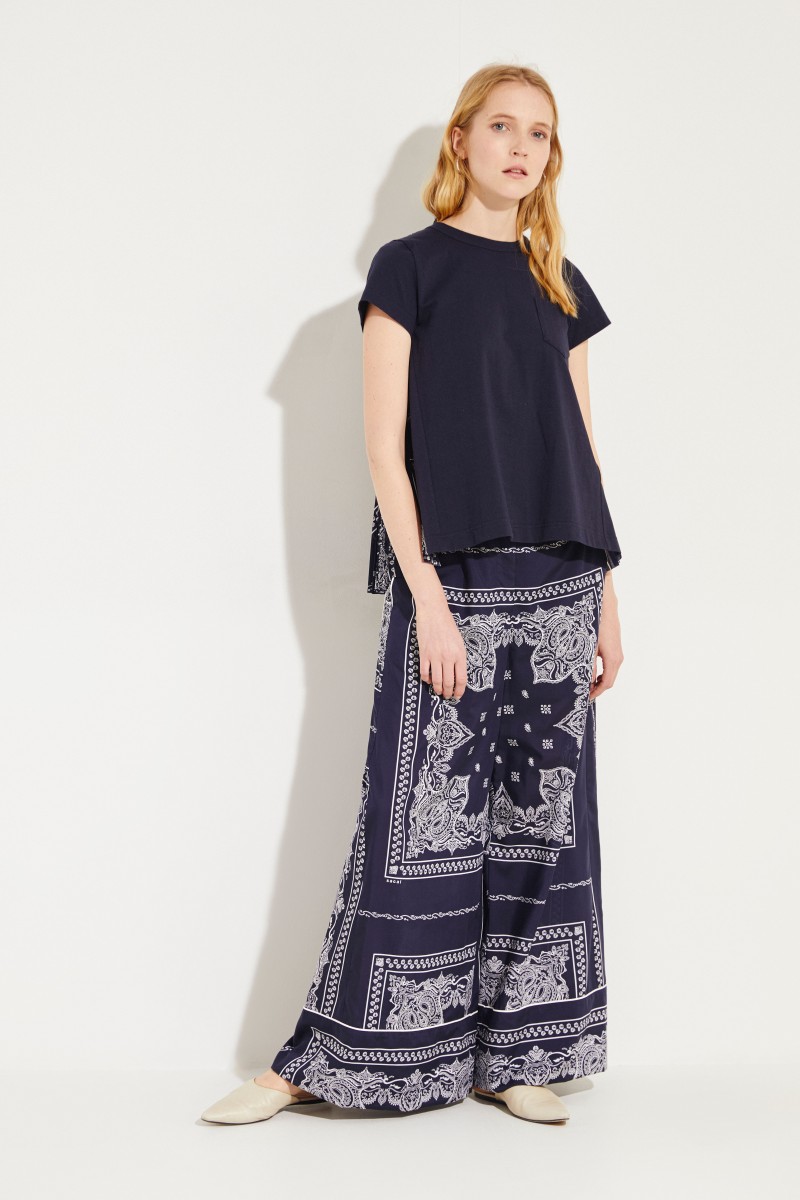 Baumwoll-Shirt mit Plissee-Detail Blau