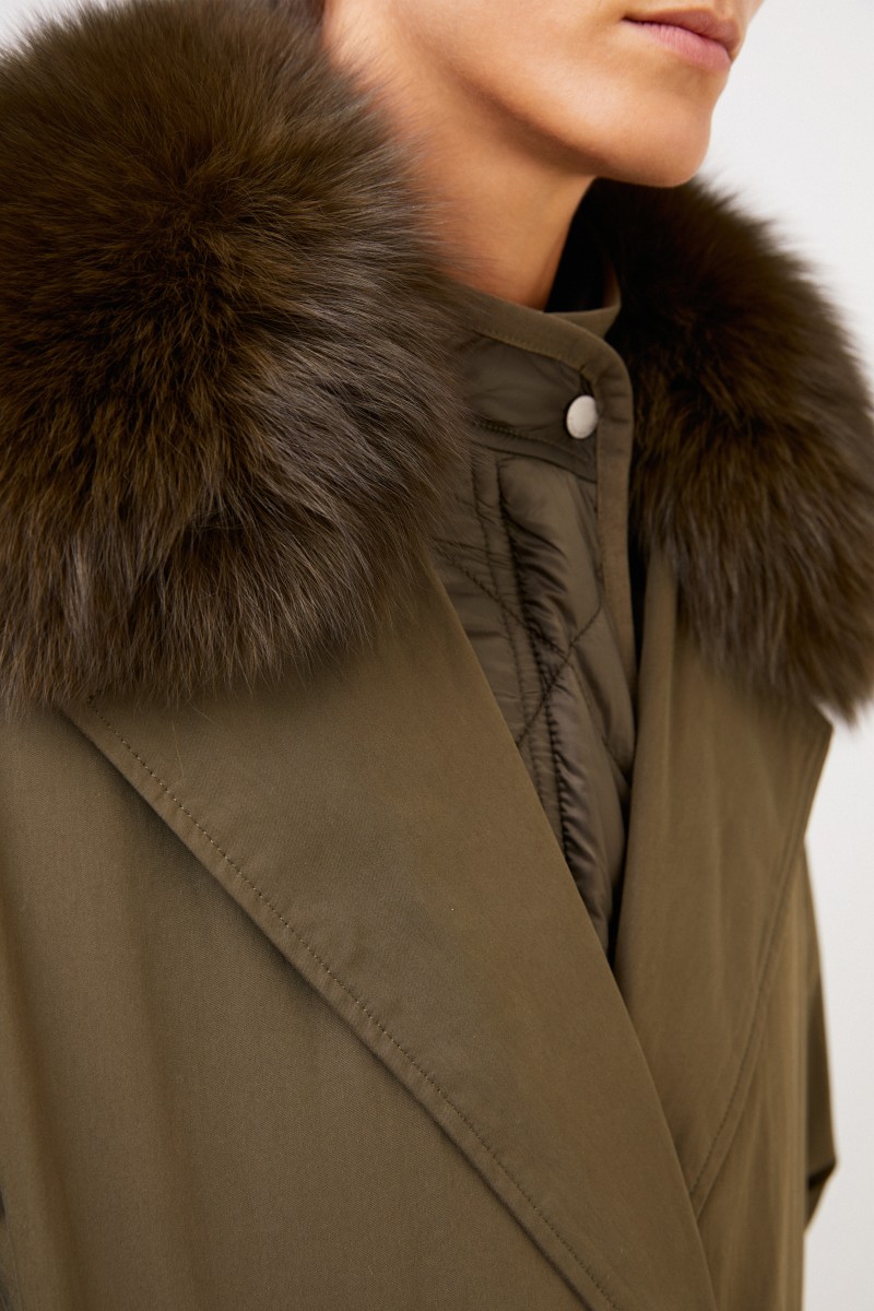 Army by Yves Salomon 2 in1 Parka mit Pelzkragen Khaki