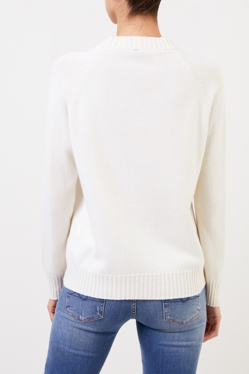 Woll-Pullover mit Sterndetail Crème