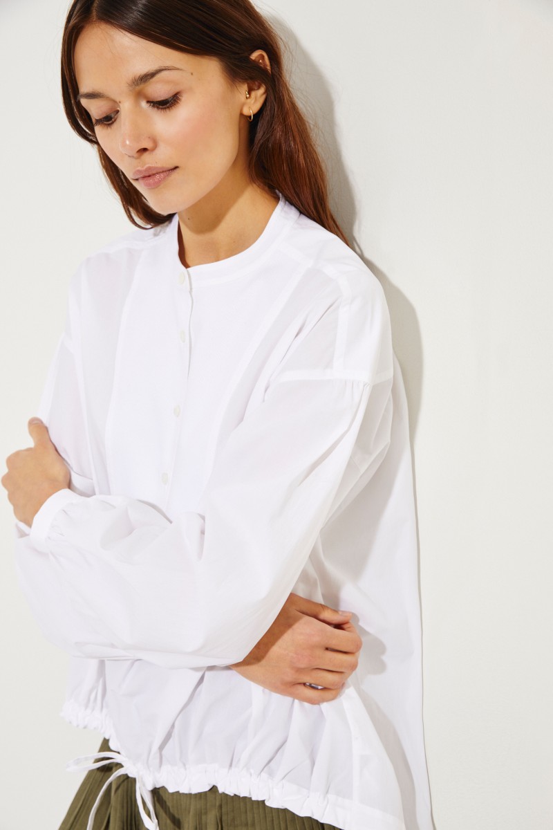 Oversize-Bluse mit Bindedetail Weiß