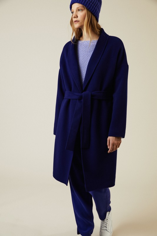 Cashmere-Mantel 'Bateau' Royalblau