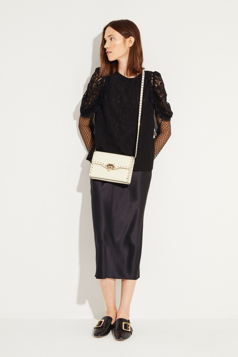 Lace-Bluse Schwarz