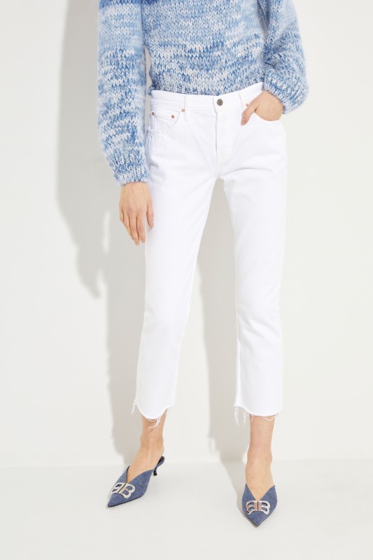 Cropped Jeans 'Helena' mit ausgefranstem Saum Blau