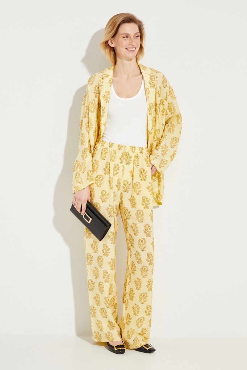 Hose 'Pernelle Flower' mit floralem Print Gelb/Multi