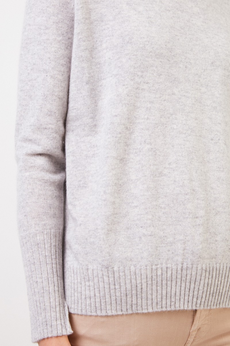 Cashmere-Pullover mit Schlitzen Hellgrau