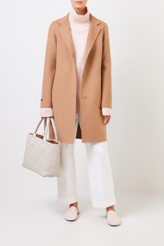 Manzoni 24 Klassischer Cashmere-Wollmantel Camel