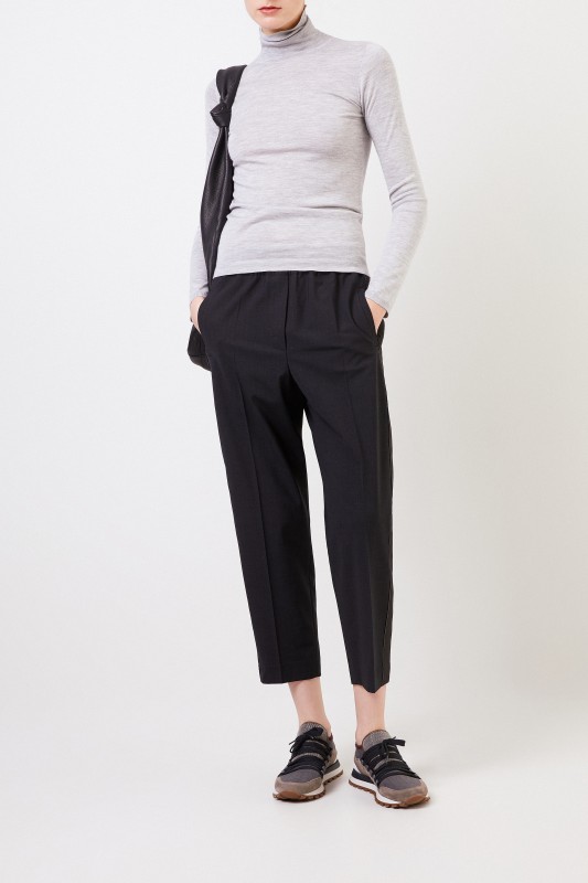 Brunello Cucinelli Woll-Hose mit Lurexdetails Anthrazit