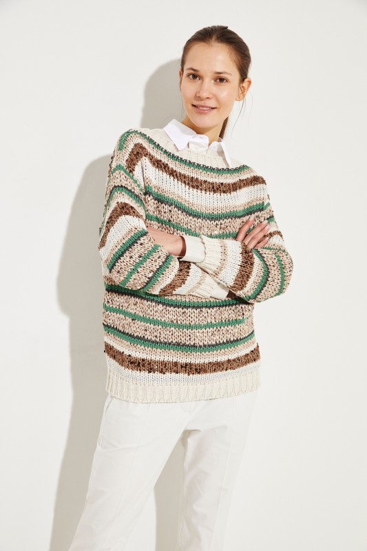 Gestreifter Baumwoll-Pullover Multi