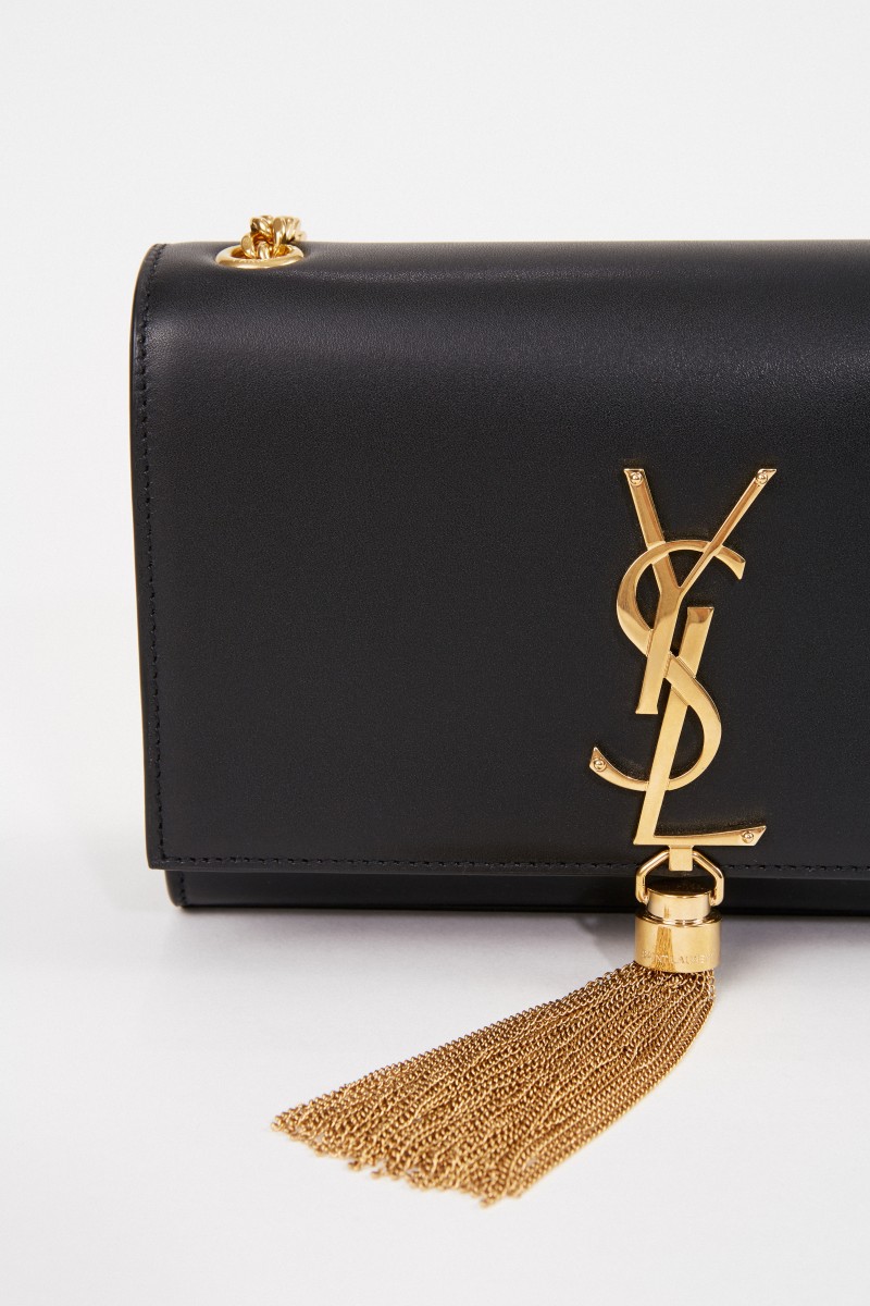 Umhängetasche 'Kate' mit Quastendetail Schwarz/Gold