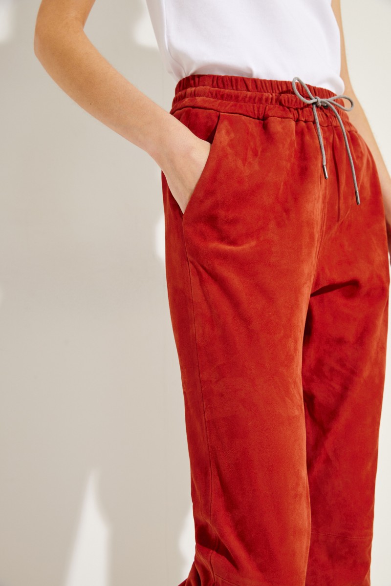 Veloursleder-Hose Rostrot