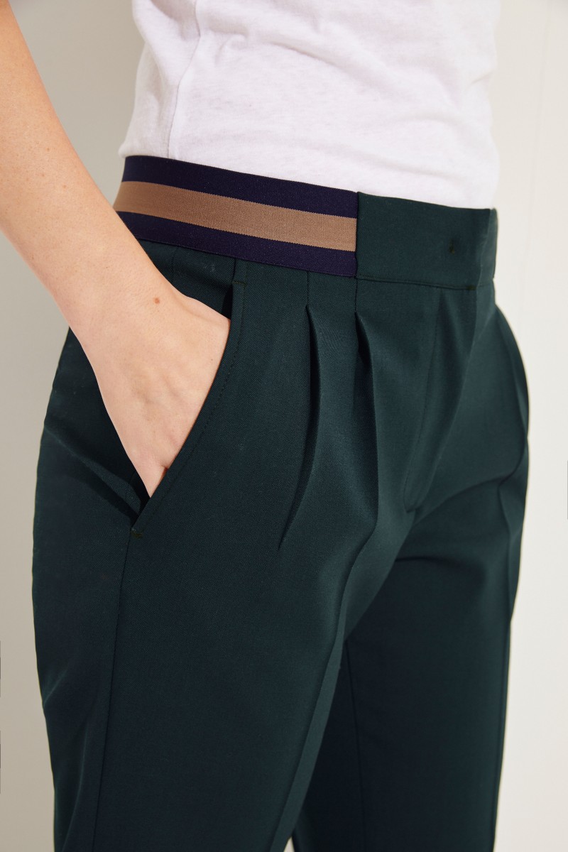 Woll-Hose mit elastischem Bund 'Irina' Grün