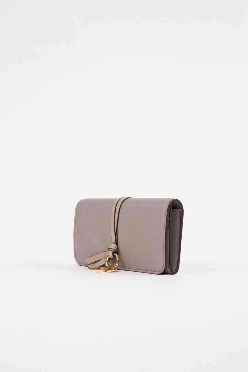 Chloé Leder-Portemonnaie ' Alphabet' Cashmere Grey