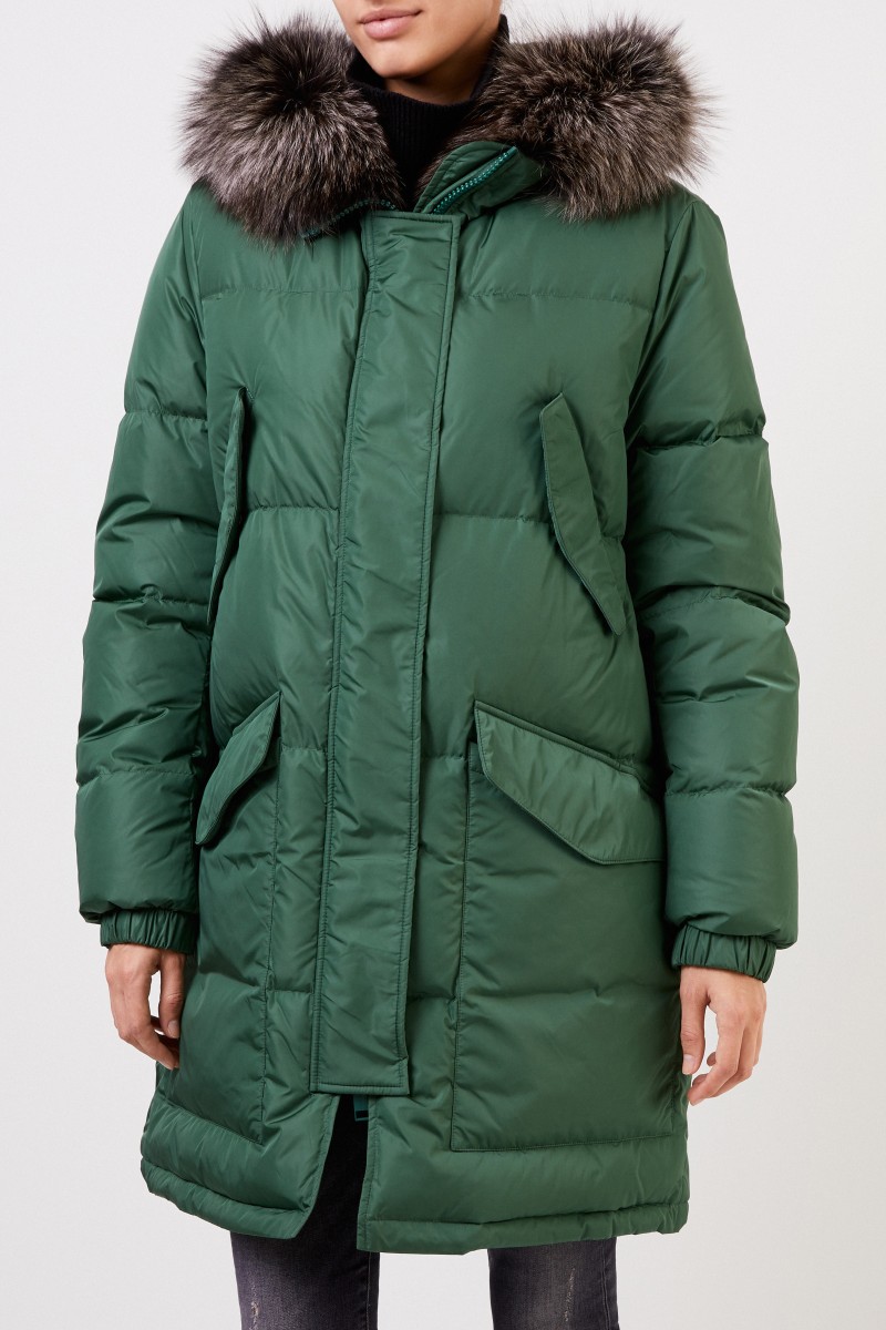 Army by Yves Salomon Daunenparka mit Pelzkragen Grün
