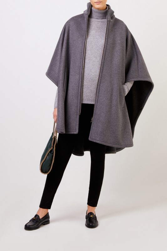 Stella McCartney Woll-Cape Grau Melange