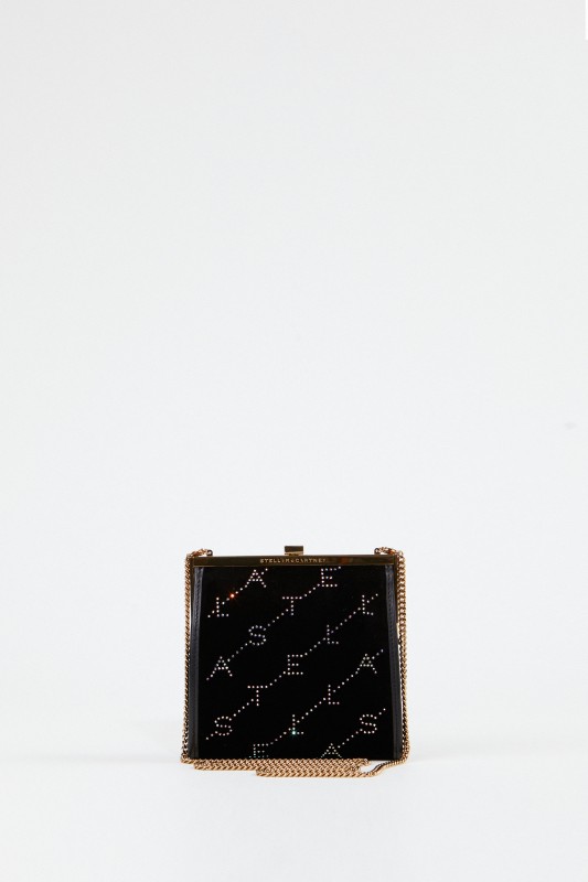 Stella McCartney Samt-Tasche 'Mini Frame Bag' Schwarz