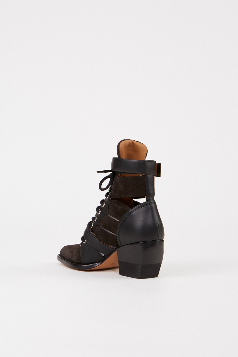 Chloé Veloursleder-Ankle-Boots 'Rylee' Schwarz/Braun