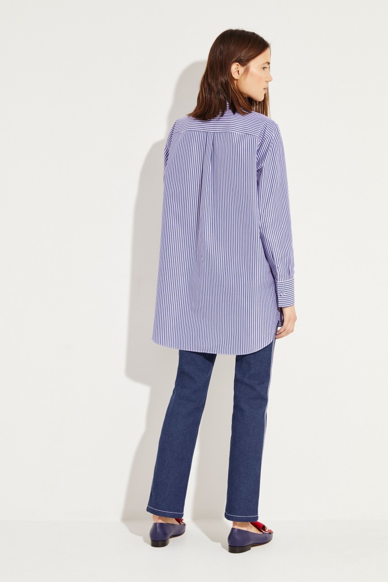 Gestreifte Oversize-Bluse Blau/Weiß