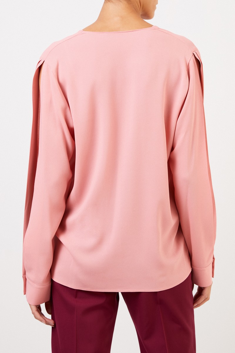 Stella McCartney Bluse mit geschlitzten Ärmeln Rosé