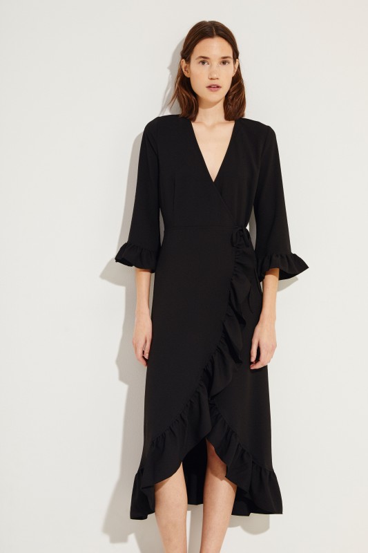 Wickelkleid 'Heavy Crepe' Schwarz