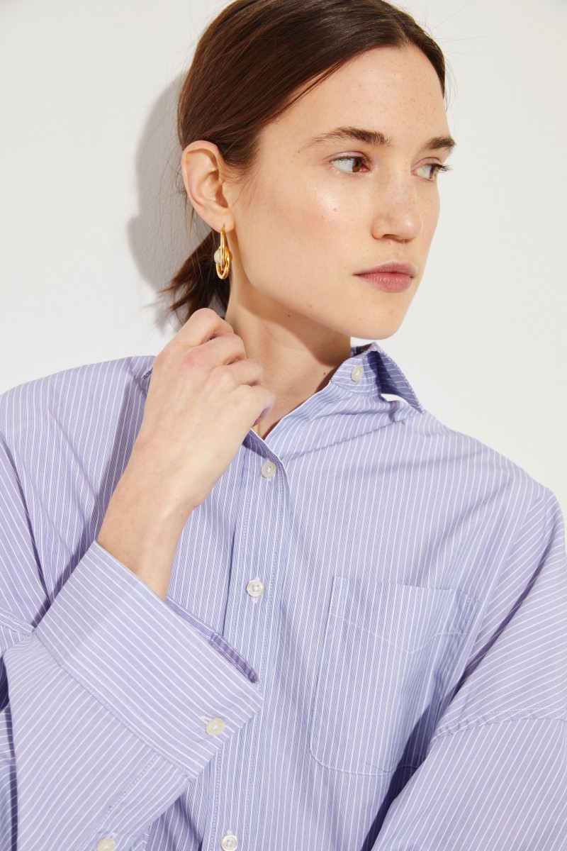 Gestreifte Oversize-Bluse Blau/Weiß