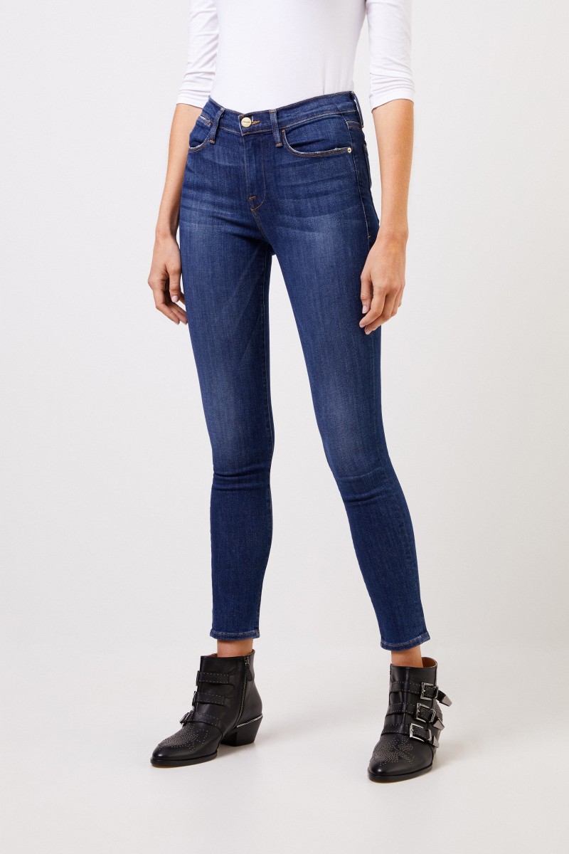 Frame Highrise Skinny-Jeans 'Le High Skinny' Blau