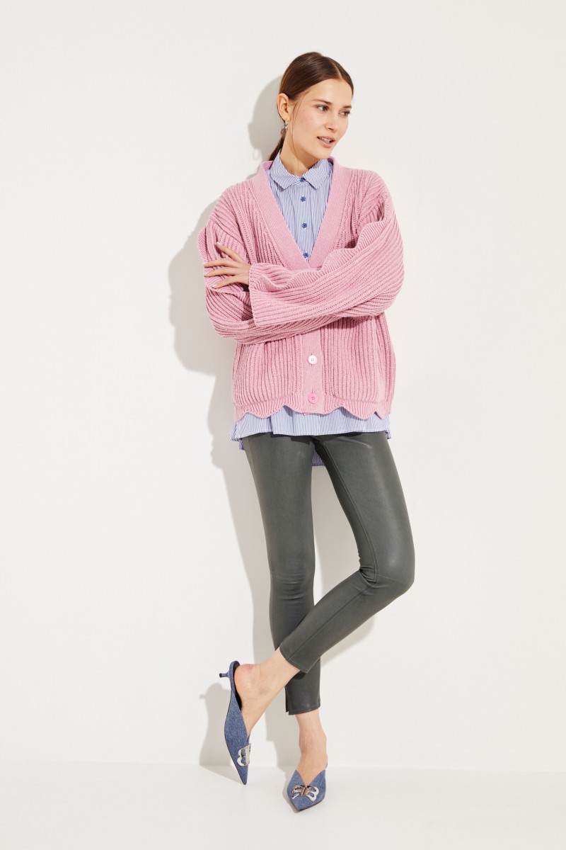 Cardigan mit Muschelsaum Rosé