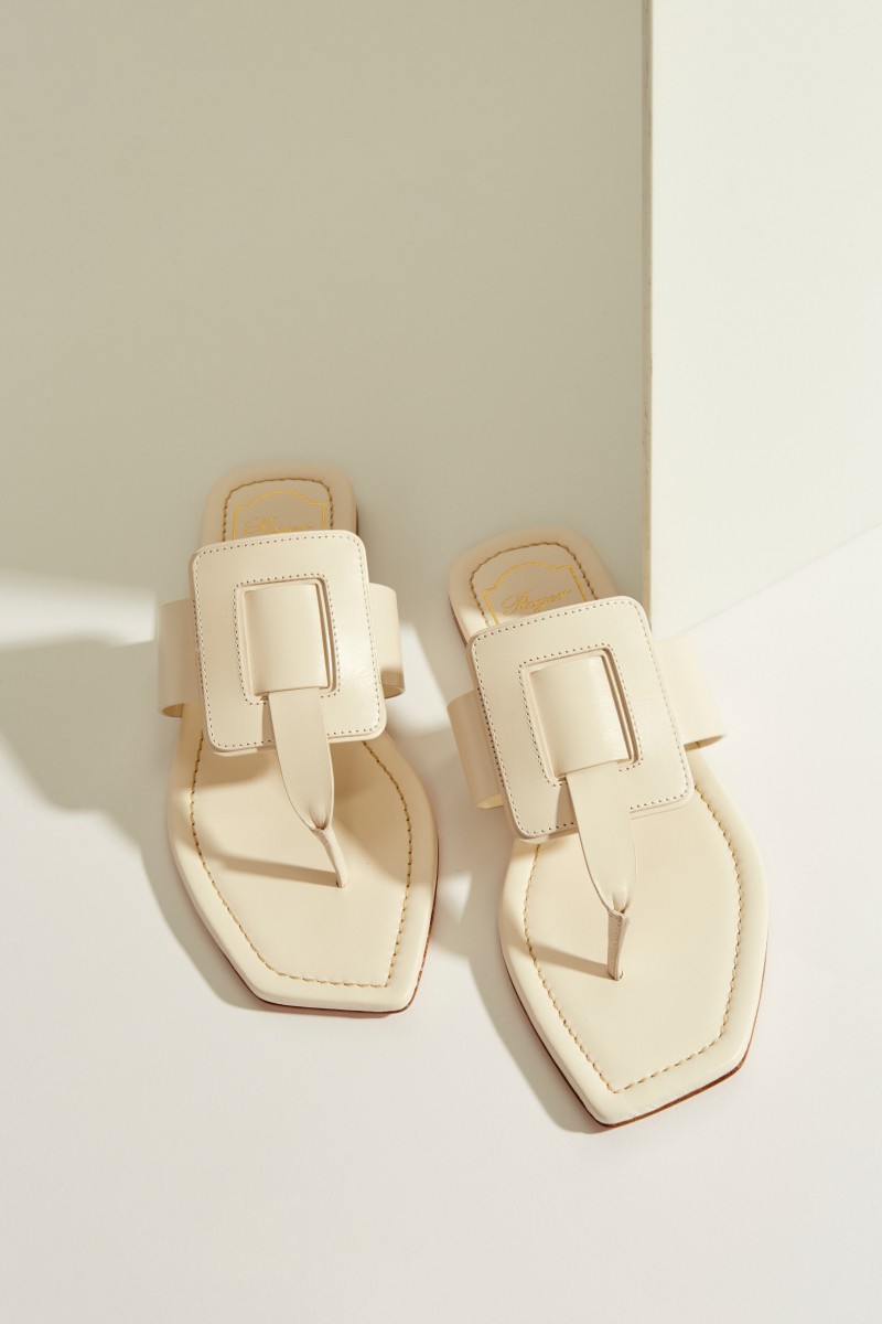 Leder-Sandale 'Viv Sellier Thong' Weiß