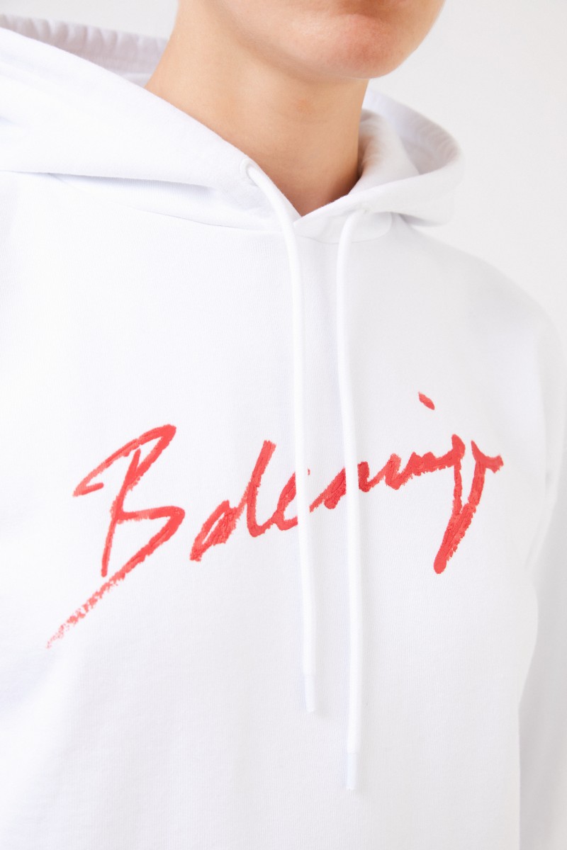 Balenciaga Oversize Hoodie mit Logo Weiß/Rot