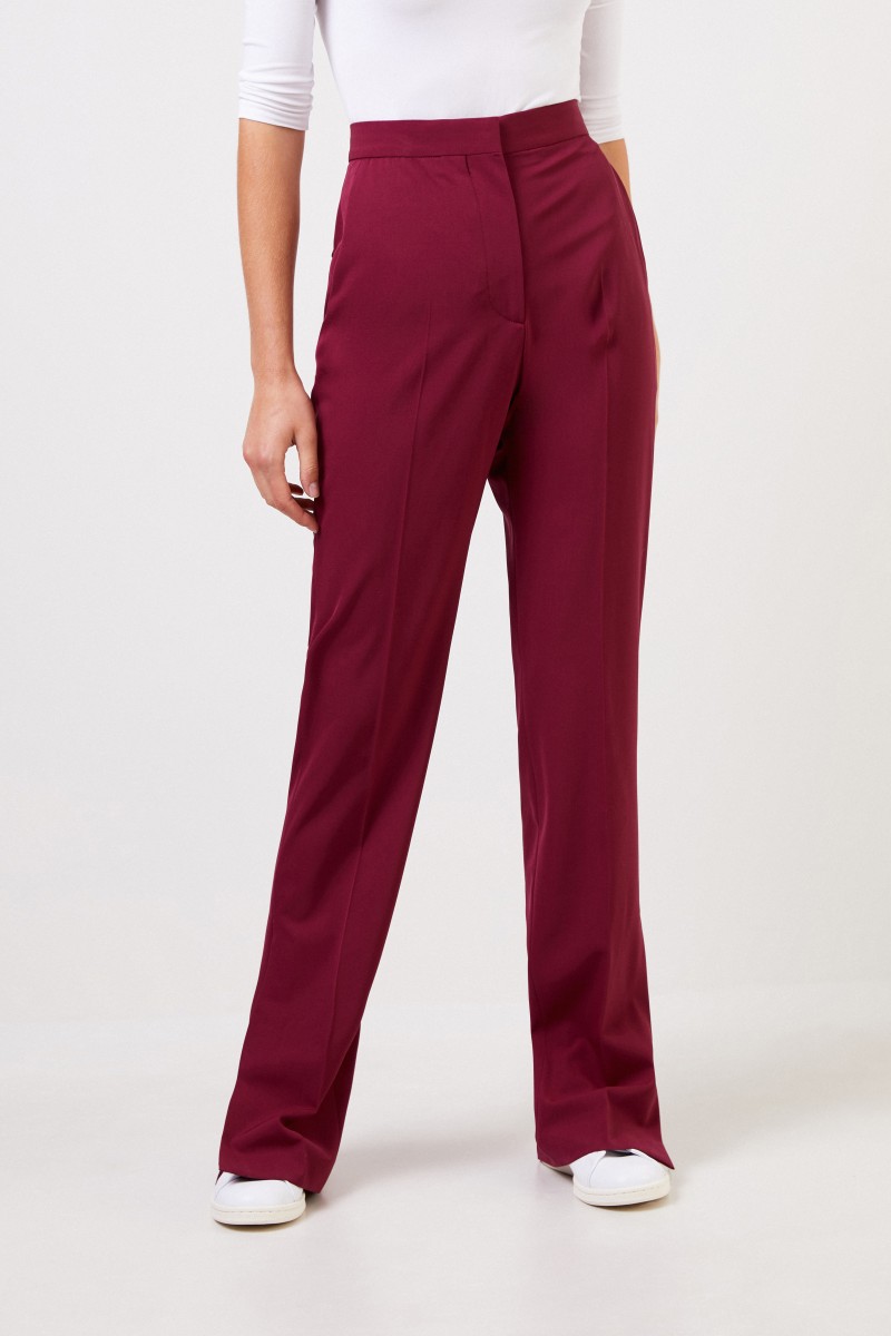 Stella McCartney Klassische Hose mit Schlitz-Detail Burgundy