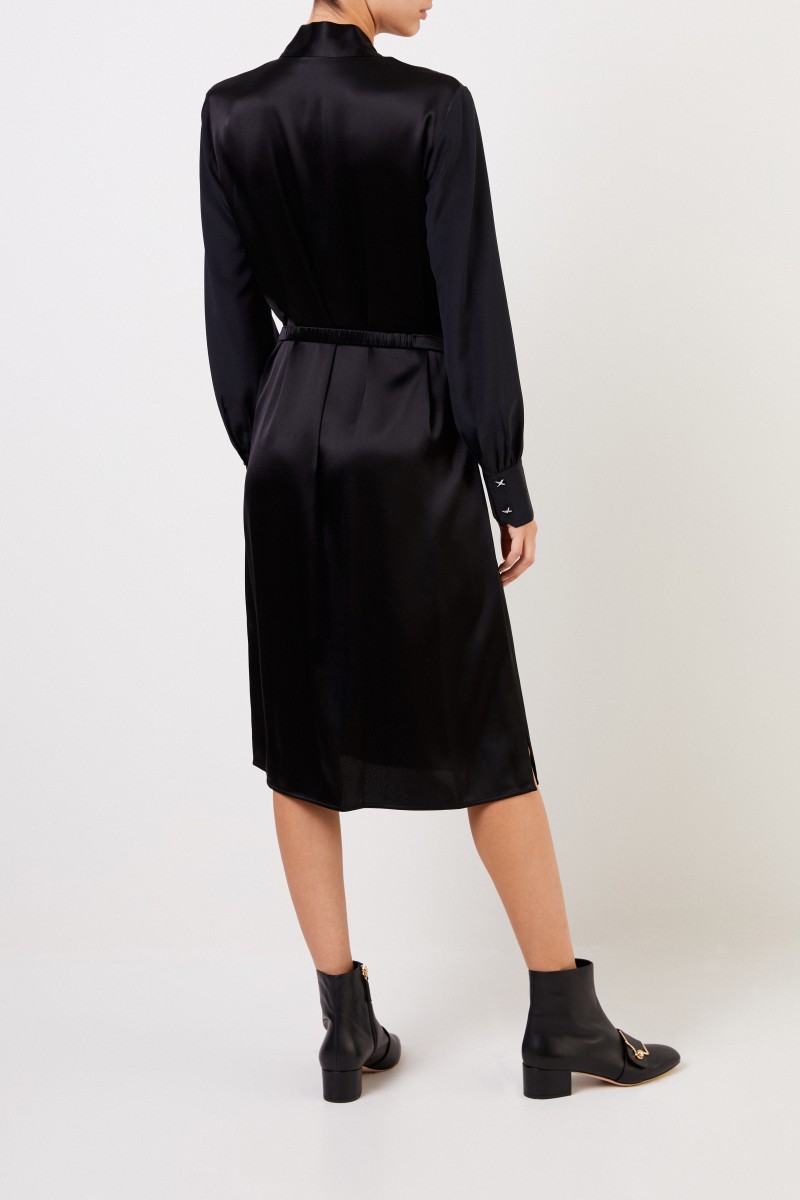 Tory Burch Kleid mit Schleifendetail und Gürtel Schwarz