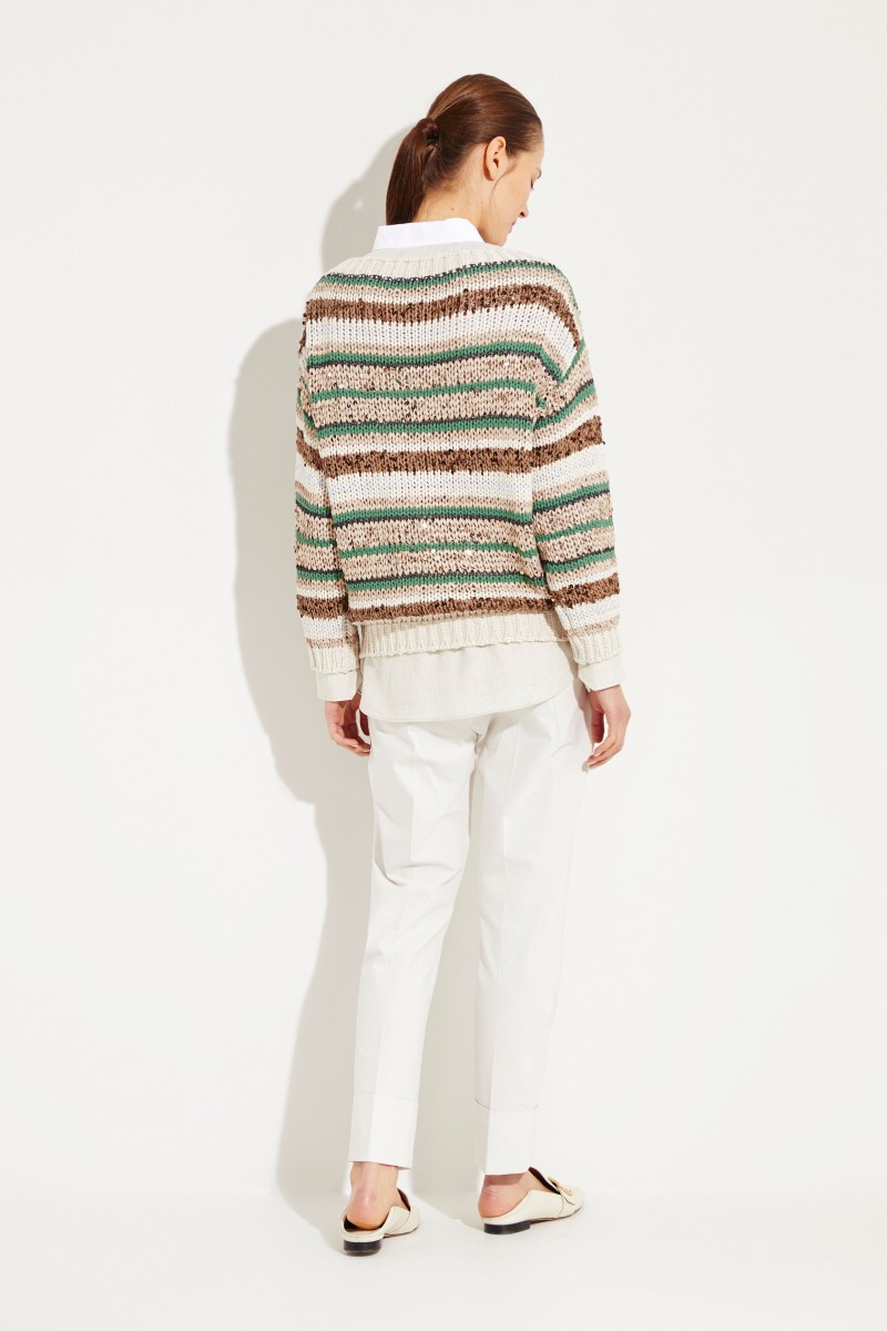 Gestreifter Baumwoll-Pullover Multi