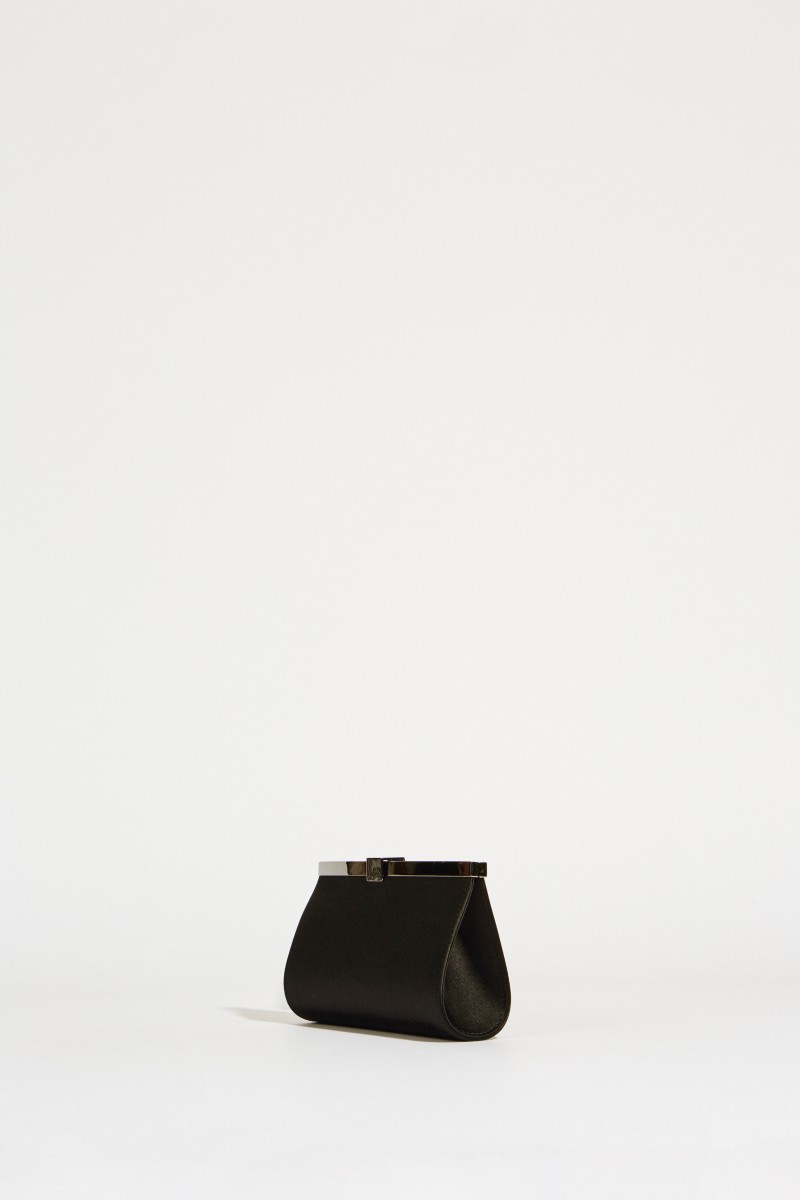 Satin-Clutch 'Palmette' Schwarz